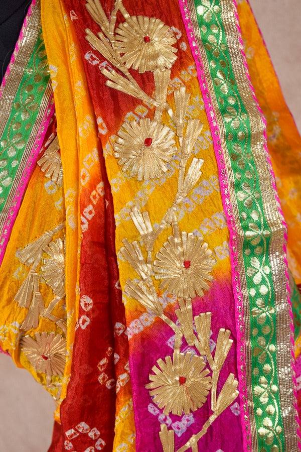 Beautiful Multi color charki gota work saree - KANHASAREE
