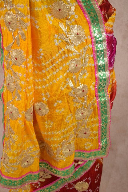 Beautiful Multi color charki gota work saree - KANHASAREE