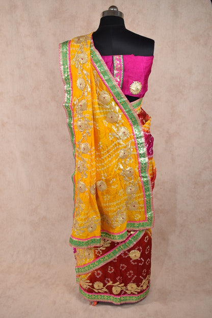 Beautiful Multi color charki gota work saree - KANHASAREE