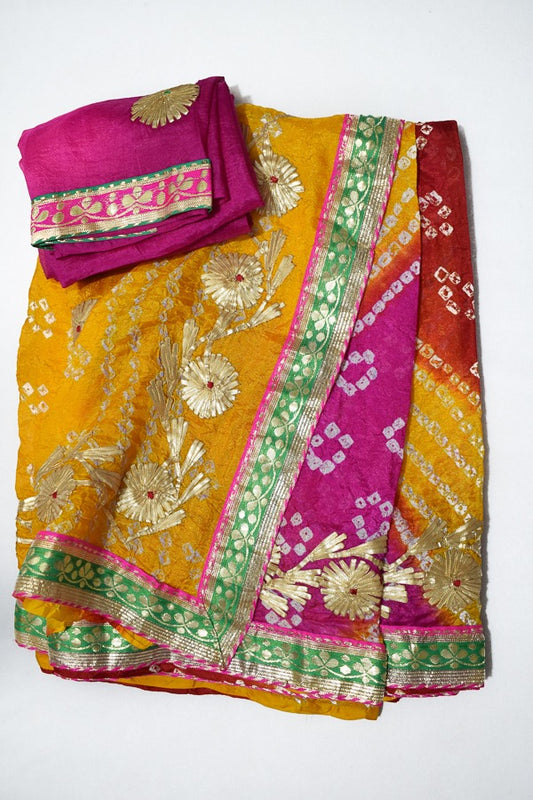 Beautiful Multi color charki gota work saree - KANHASAREE