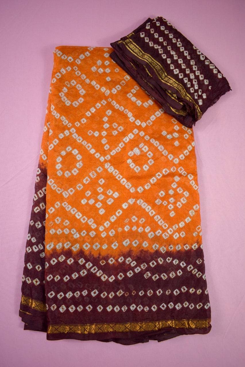 Beautiful taffeta silk two dying bandhani saree - KANHASAREE