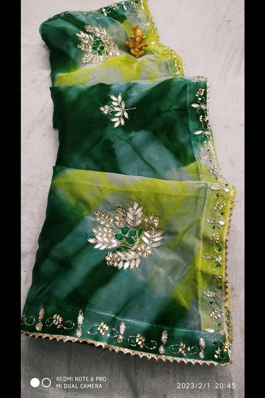 Organza Hand Work Saree - KANHASAREE