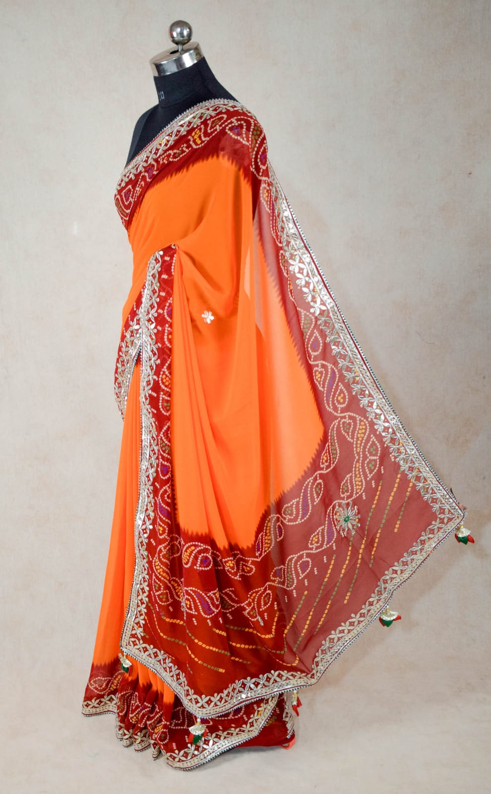 Traditional Jaipuri Gota Patti Saree With Blouse Pure Georgette Bandhej  Print Saree Zero Gota Patti Saree Indian Festival Saree Free Ship - Etsy