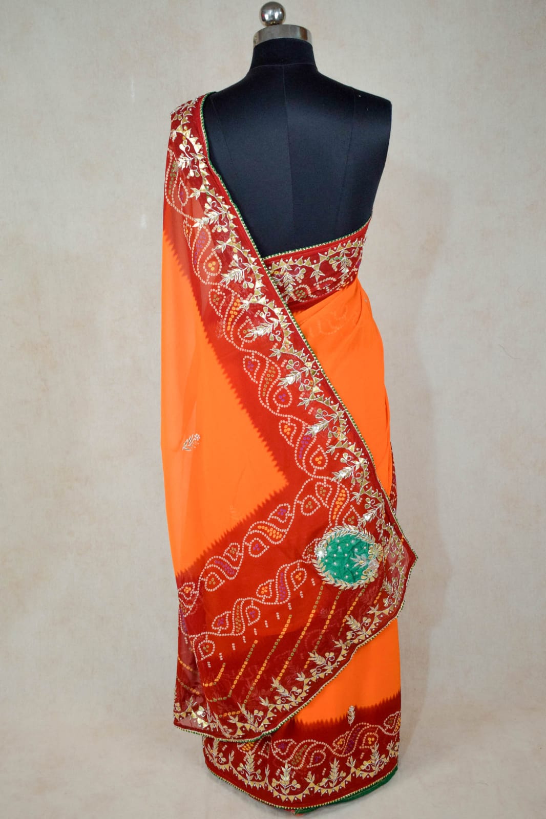 Traditional Rajasthani Pure Georgette Gotapatti Saree with Beautiful Borders - KANHASAREE