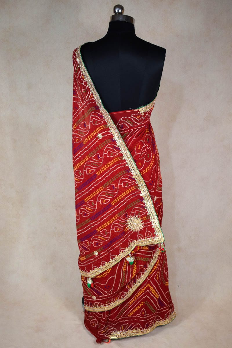 Buy FASHION MOODS Jaipuri Handwork Bandhej (Bandhani) Heavy Georgette Saree  with matching Blouse - Jaipuri handwork Gotta patti Kundan work Online at  Best Prices in India - JioMart.