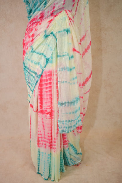 Pure Georgette Light Shibpur Tie Dye Saree - KANHASAREE