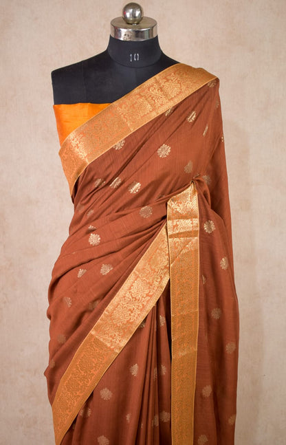 Cotton Silk Printed Saree with Banarasi Border - KANHASAREE