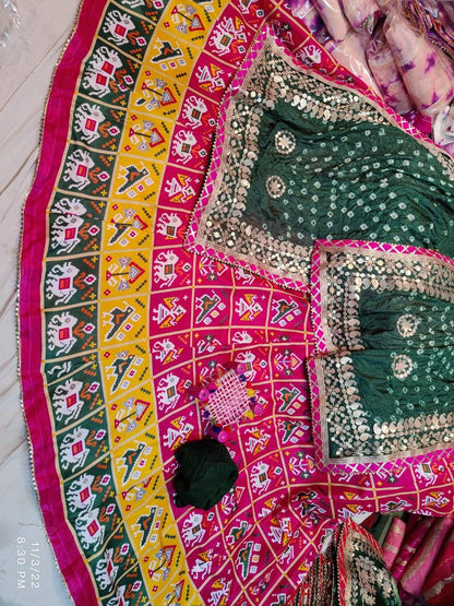 Dola Silk Bandhej Lehenga - A Vibrant Rajasthani Delight - KANHASAREE