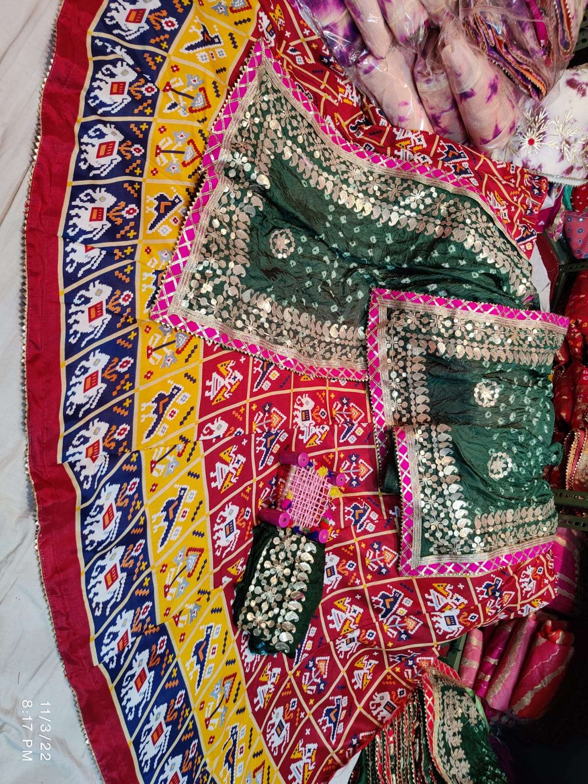 Red,Golden And Orange (Base) Wedding Wear Banarasi Silk Bridal Lehenga,  Size: Free Size, Printed at Rs 2500 in Udaipur