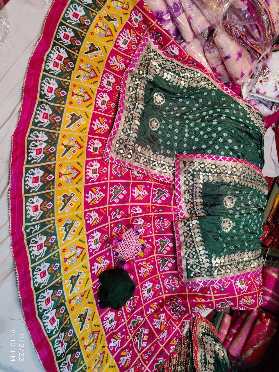 Tvis and Bliss. Nude Rajasthani Cotton Mirror Work Dupatta