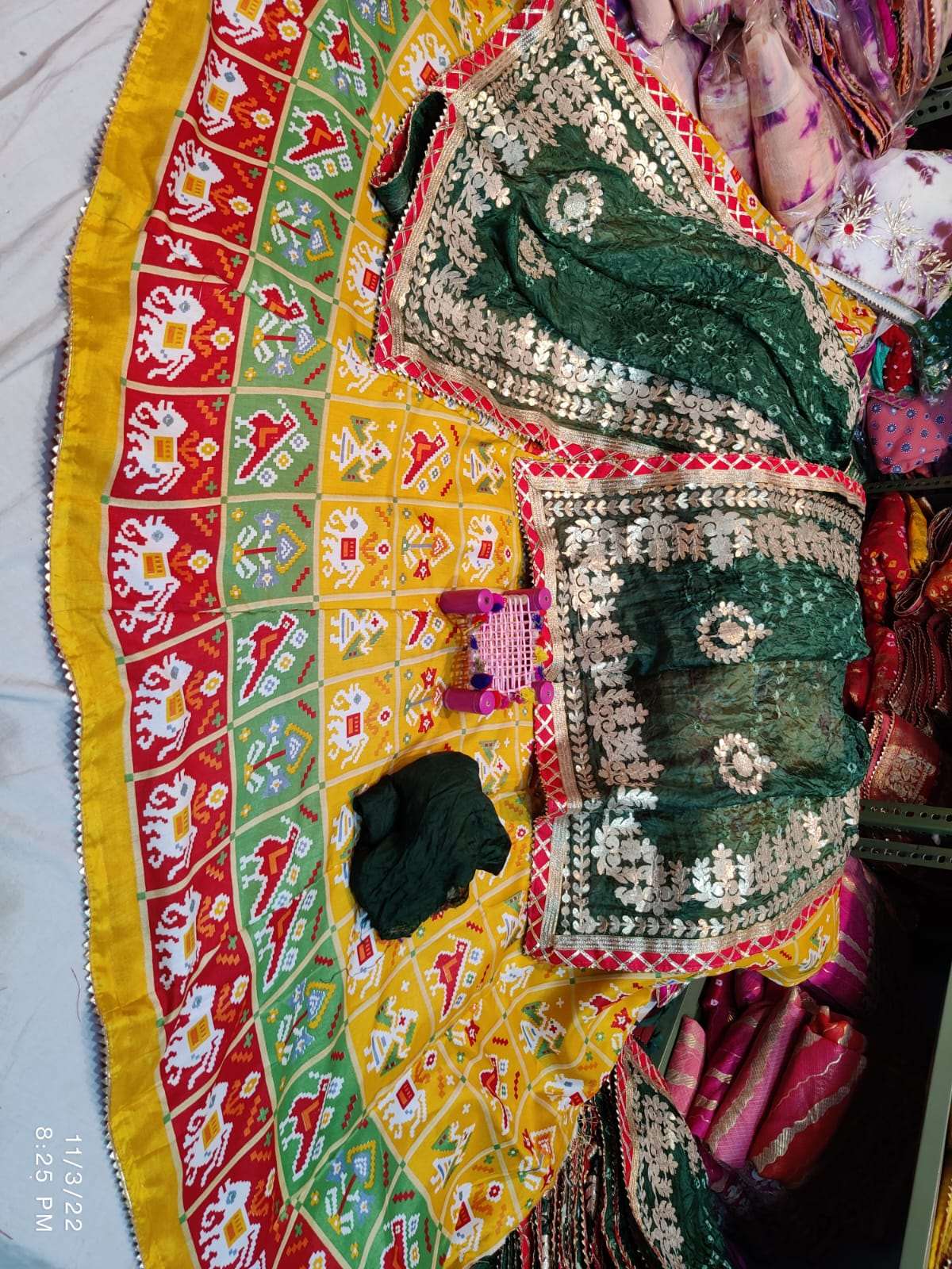 Buy Somnath Women's Embroidered Silk Ethnic Wear Semi-stitched Rajasthani  Rajputi Poshak Lehenga Choli With Dupatta Set |SJJ-06|Multicolored at  Amazon.in