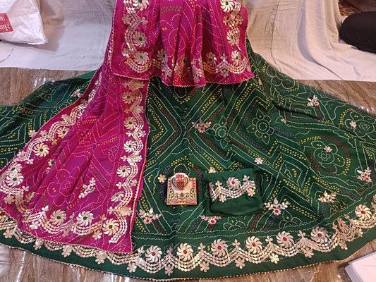 Traditional Bandhani Lehenga Choli with Gota Patti - Kanhasarees by ksds