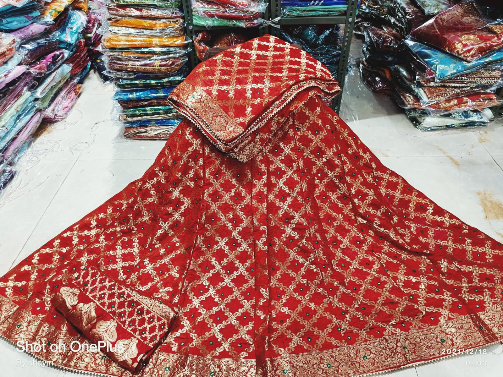 Handmade Bandhej Ghatchola Lehengas - Rajasthani Mirror &amp; Gota Patti Work - KANHASAREE