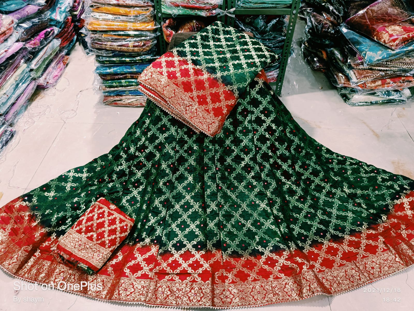 Handmade Bandhej Ghatchola Lehengas - Rajasthani Mirror &amp; Gota Patti Work - KANHASAREE