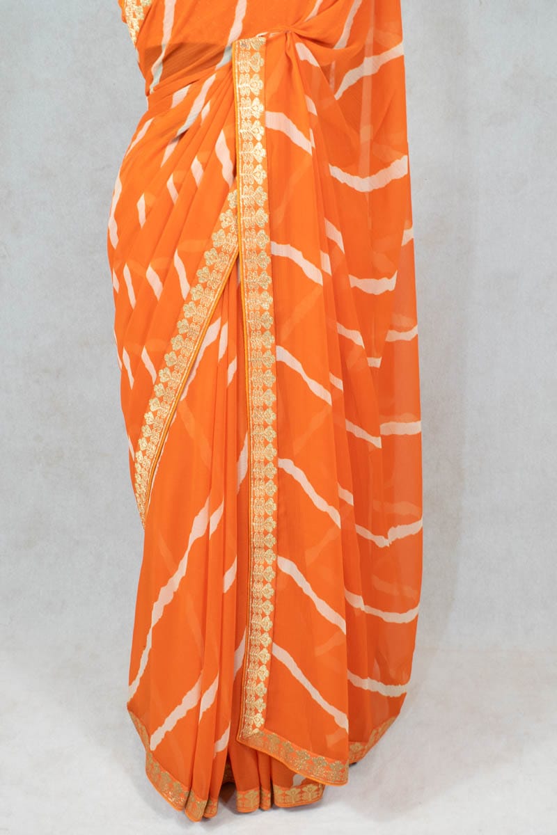 Hand-Dyed Jaipuri Leheriya Pure Georgette Saree by KSDS - KANHASAREE