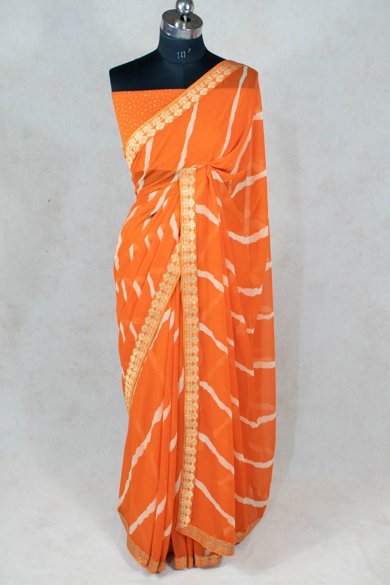 Hand-Dyed Jaipuri Leheriya Pure Georgette Saree by KSDS - KANHASAREE