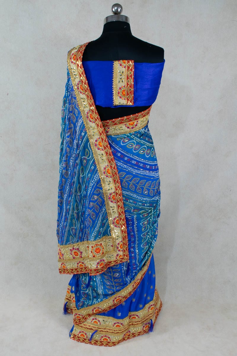 Bandhani Print Half Saree with Thread and Gota Work Border - KANHASAREE