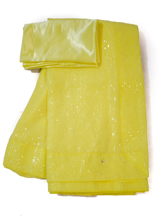 Yellow Georgette Sequin Work Saree - Kanhasarees by ksds