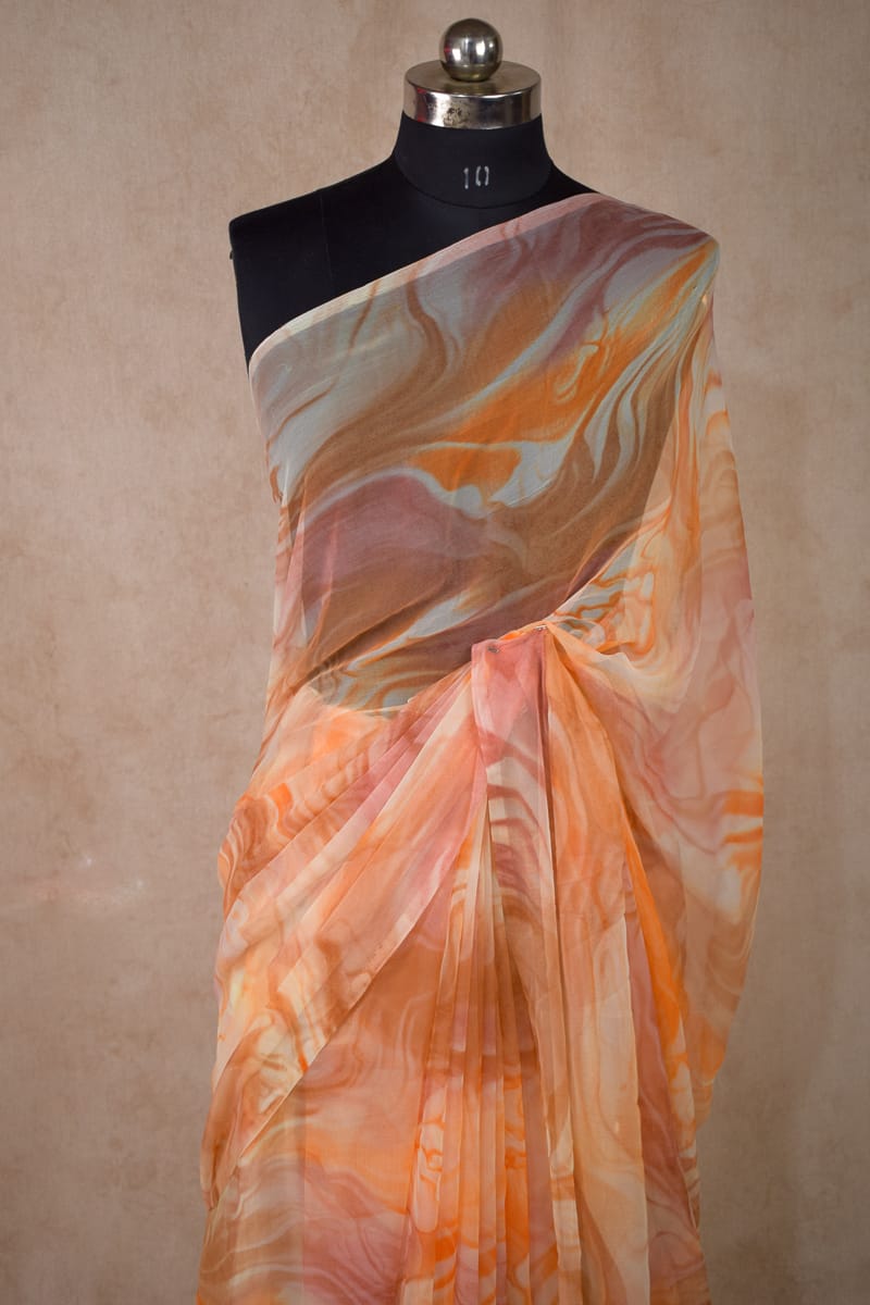 Soft Chiffon Shibori Print Saree - KANHASAREE