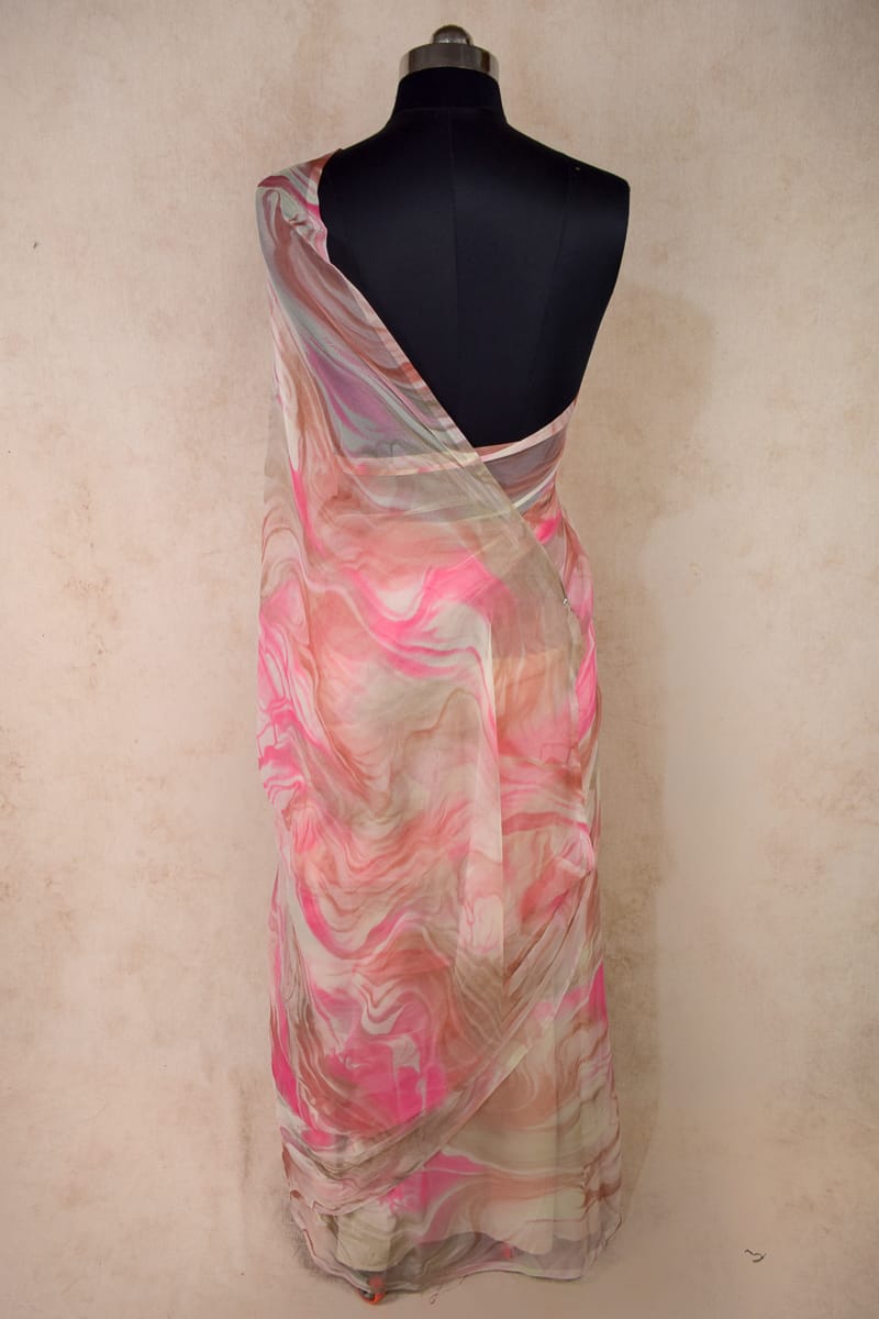 Soft Chiffon Shibori Print Saree - KANHASAREE