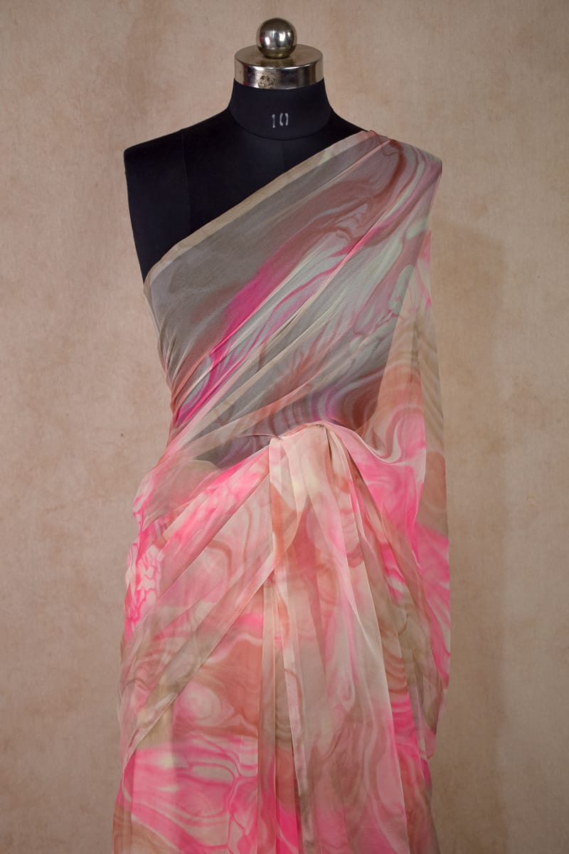 Soft Chiffon Shibori Print Saree - KANHASAREE