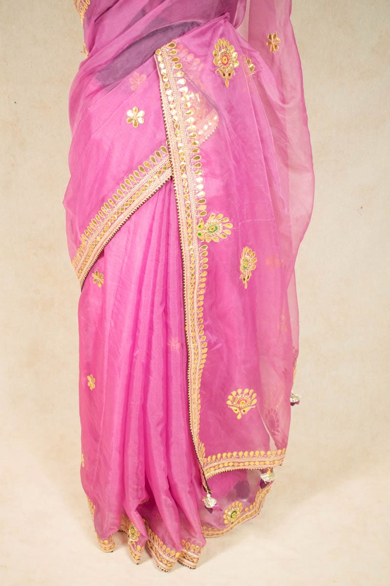 Organza Gotapatti Work Saree - Jaipuri Bandhani Collection - KANHASAREE