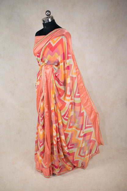 Georgette Digital Print Saree with Resham and Small Border - KANHASAREE