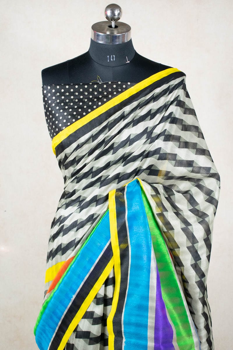 Cotton Silk Saree with Digital Print - KANHASAREE