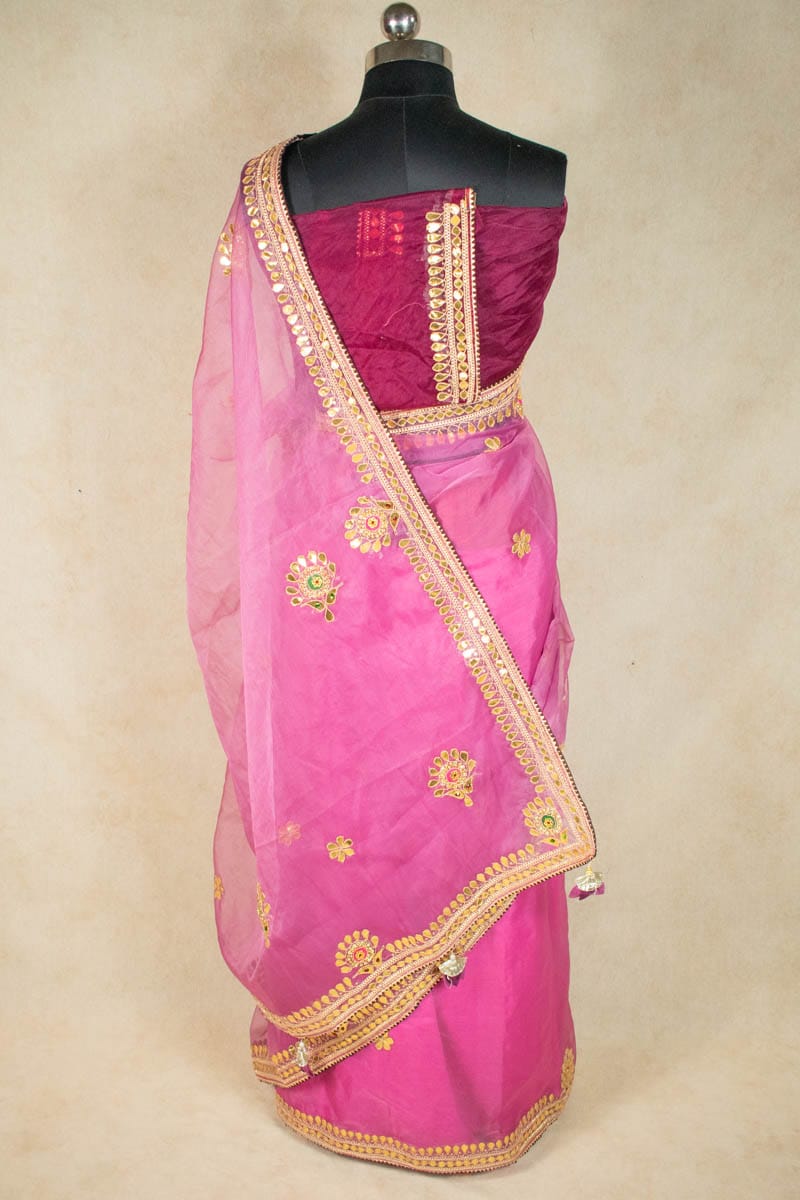 Organza Gotapatti Work Saree - Jaipuri Bandhani Collection - KANHASAREE