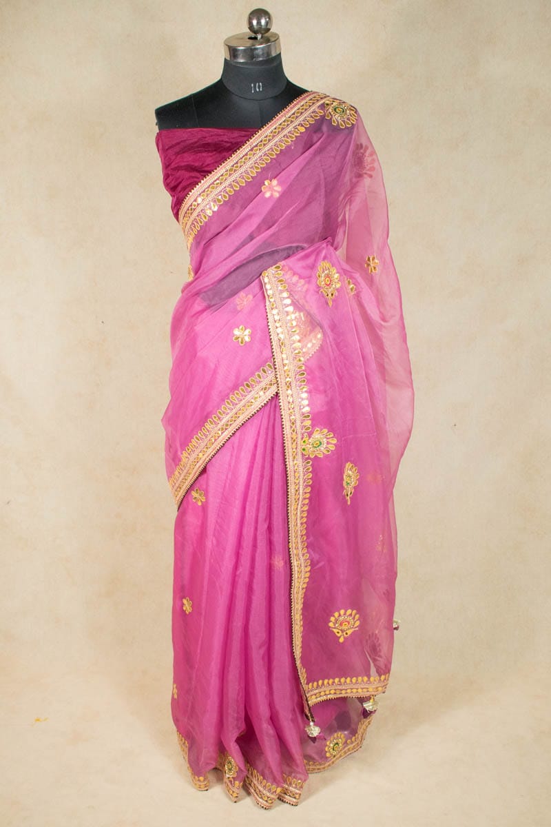 Organza Gotapatti Work Saree - Jaipuri Bandhani Collection - KANHASAREE