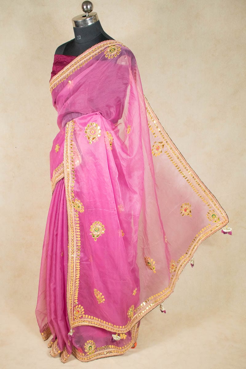 Organza Gotapatti Work Saree - Jaipuri Bandhani Collection - KANHASAREE