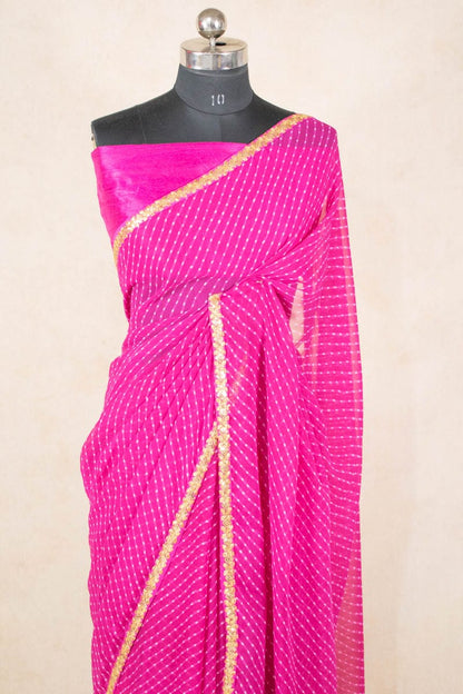 Georgette Mothda Saree with Small Border - KANHASAREE