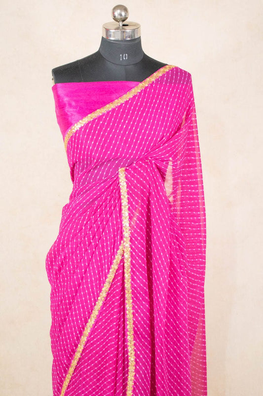 Georgette Mothda Saree with Small Border - Kanhasarees by ksds