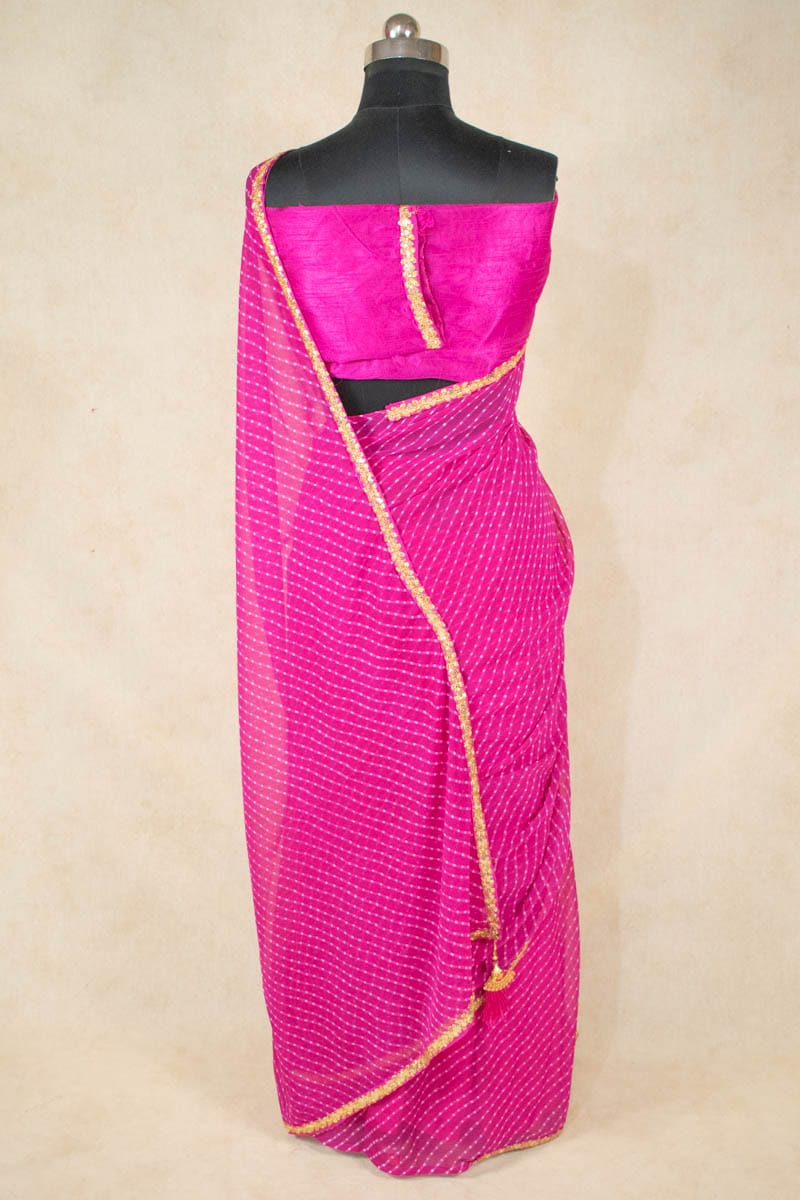 Georgette Mothda Saree with Small Border - KANHASAREE