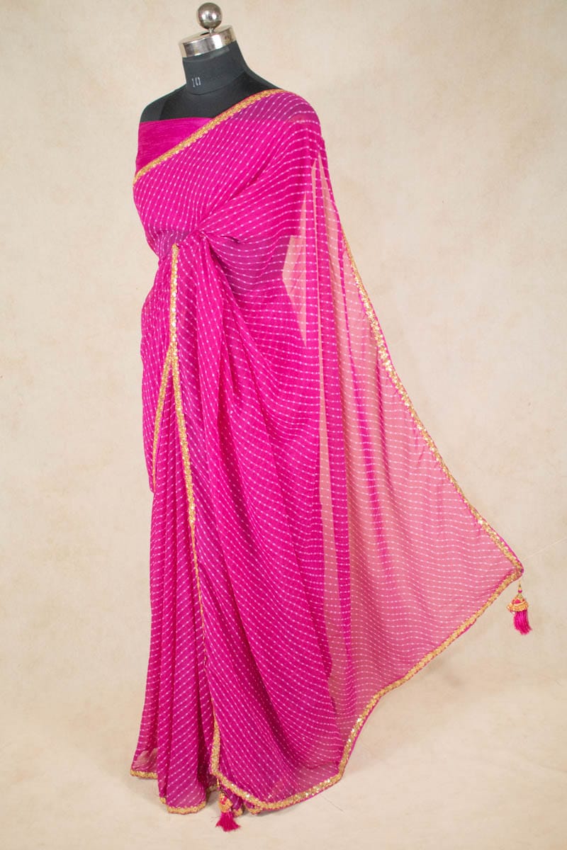 Georgette Mothda Saree with Small Border - KANHASAREE