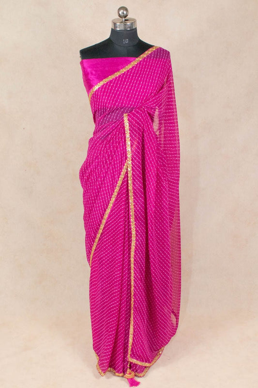 Georgette Mothda Saree with Small Border - KANHASAREE