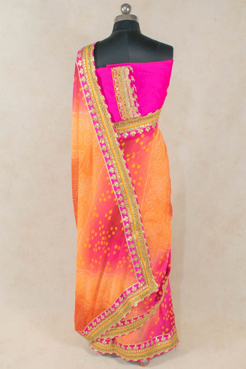 Pure Georgette Saree with Dhupian Blouse and Gota Border - KANHASAREE