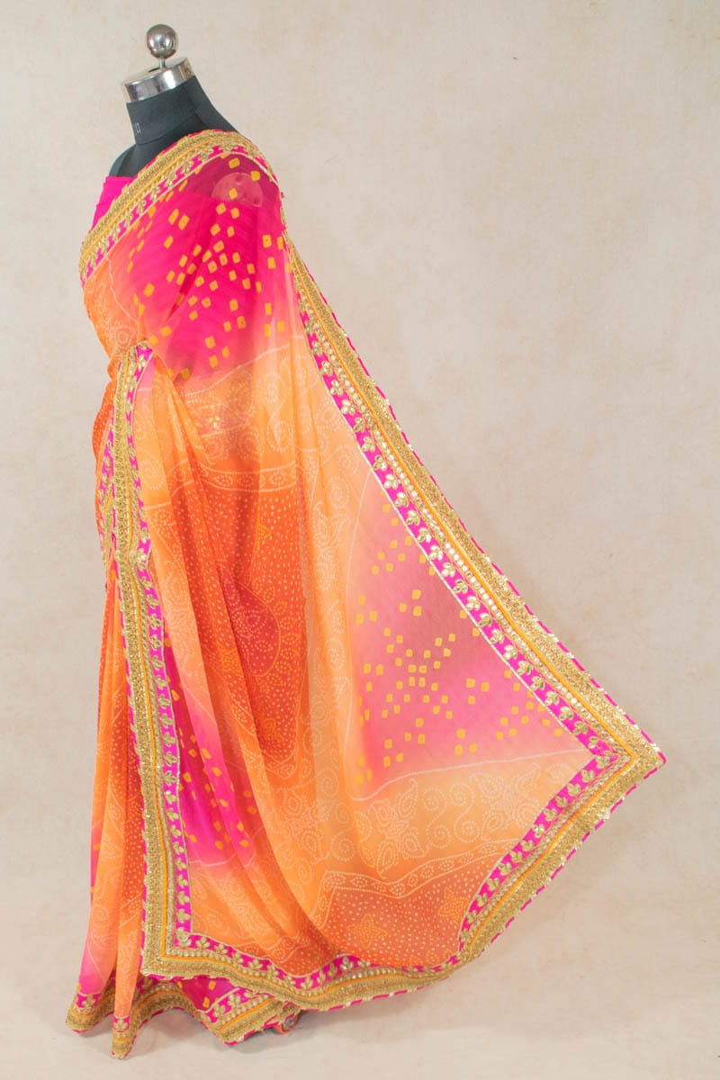 Pure Georgette Saree with Dhupian Blouse and Gota Border - KANHASAREE