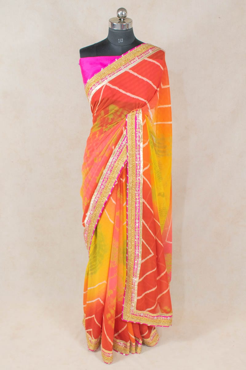 Georgette Saree with Dhupian Silk Blouse - KANHASAREE