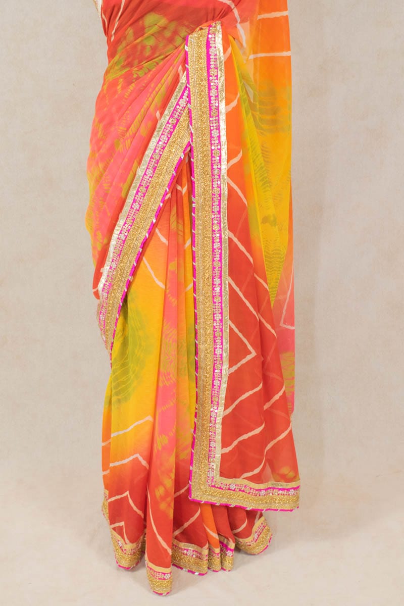 Georgette Saree with Dhupian Silk Blouse - KANHASAREE