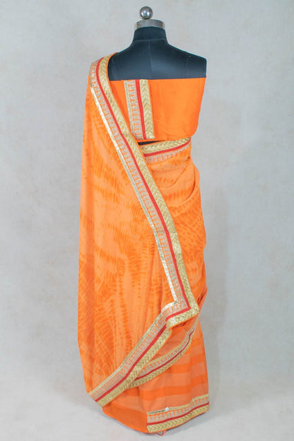 Georgette Saree with Dhupian Silk Blouse and Gota Border - KANHASAREE