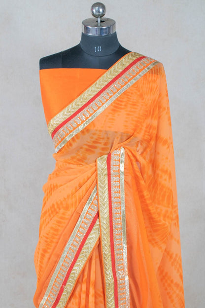 Georgette Saree with Dhupian Silk Blouse and Gota Border - KANHASAREE