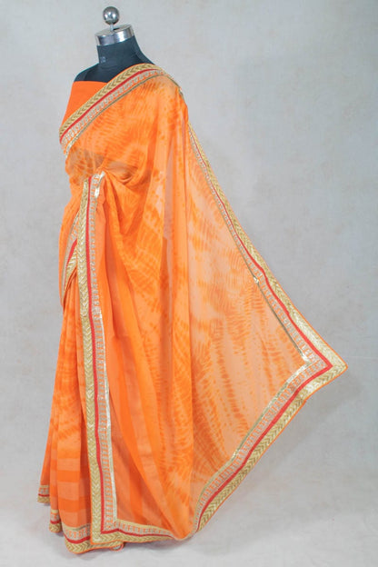 Georgette Saree with Dhupian Silk Blouse and Gota Border - KANHASAREE