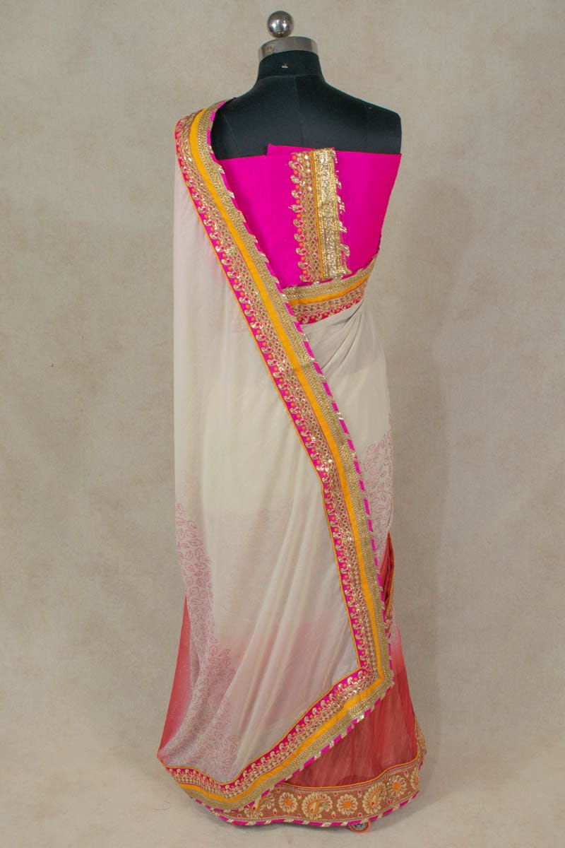 Gorgette Shading Saree with Keri Gota Work Border - KANHASAREE