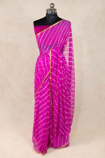 Nazneen Chiffon Leheriya Saree - Jaipuri Hand Dyed Tie n Dye Elegance - KANHASAREE