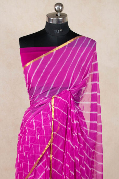 Nazneen Chiffon Leheriya Saree - Jaipuri Hand Dyed Tie n Dye Elegance - KANHASAREE