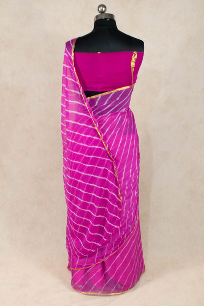 Nazneen Chiffon Leheriya Saree - Jaipuri Hand Dyed Tie n Dye Elegance - KANHASAREE