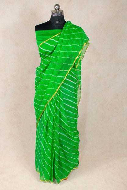 Jaipuri Hand Dyed Nazneen Chiffon Leheriya Saree - KANHASAREE