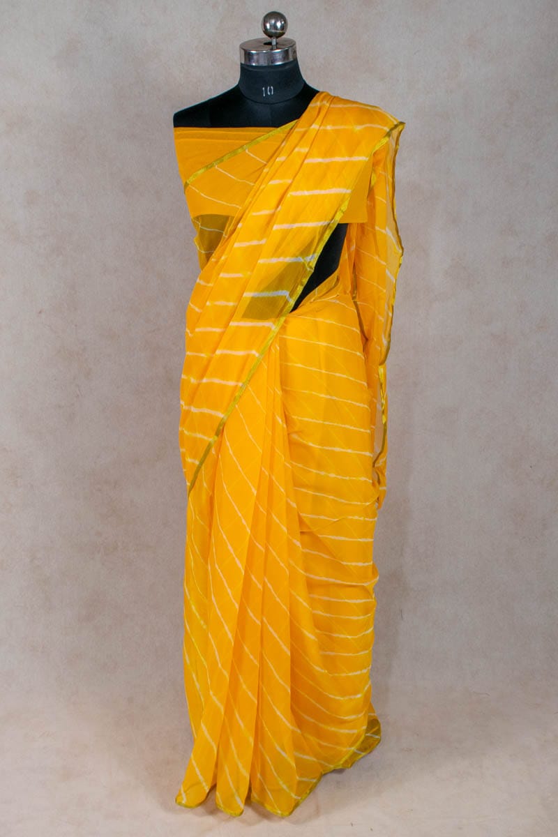 Jaipuri Hand Dyed Tie n Dye Leheriya Saree - Nazneen Chiffon Elegance - KANHASAREE