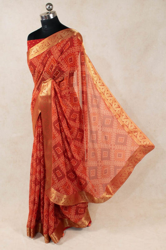 Jaipuri Bandhani Georgette Saree by KSDS - Kanhasarees by ksds